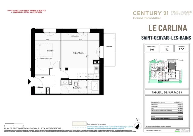 Appartement F2 à vendre - 2 pièces - 44.78 m2 - ST GERVAIS LES BAINS - 74 - RHONE-ALPES - Century 21 Grisol Immobilier